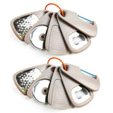 5 In 1 Portable Kitchen Gadget Set, Stainless Steel Pizza Cutter, Peeler, Cheese Grater, Garlic Grinder & Bottle Opener Multi-function Kitchen Tools(2-pack)