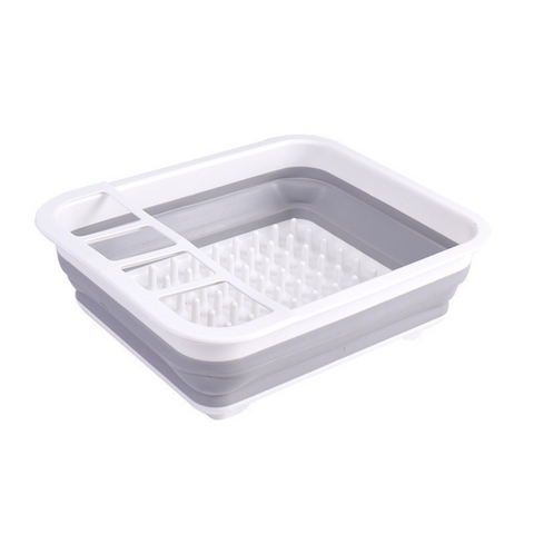 Multi Compartment Plastic Kitchen Utensil Holder, Foldable Dish Drain Basket for Bowl Plate Cup Chopsticks Storage