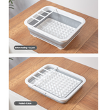 Multi Compartment Plastic Kitchen Utensil Holder, Foldable Dish Drain Basket for Bowl Plate Cup Chopsticks Storage