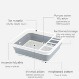 Multi Compartment Plastic Kitchen Utensil Holder, Foldable Dish Drain Basket for Bowl Plate Cup Chopsticks Storage