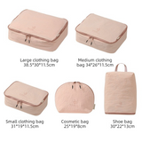 5-Piece Travel Packing Cube Set, Wrinkle-Resistant Nylon Luggage Organizer Bags with Cosmetic Bag & Shoe Bag for Clothing and Toiletries Storage - Pink