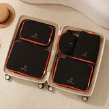 5-Piece Travel Packing Cubes, Wrinkle-Resistant Nylon Luggage Organizer Bags with Cosmetic Bag & Shoe Bag for Clothing and Toiletries Storage - Black