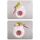 Thick Coral Fleece Winter Bird House with Plastic Frame & Metal Screw Hook for Budgies and Cockatiels - Green