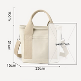 Multi-Compartment Canvas Tote Bag, 3-Way Handheld, Crossbody, and Shoulder Bag with Adjustable Strap for Daily Work and Shopping - Pink