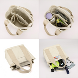 Multi-Compartment Canvas Tote Bag, 3-Way Handheld, Crossbody, and Shoulder Bag with Adjustable Strap for Daily Work and Shopping - Green