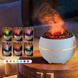 Volcano Flame Aroma Diffuser and Humidifier, 7-Color Changing Lava Fire Essential Oil Diffuser with Timer, 360ml for Home, Bedroom, or Desk – White