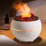 Volcano Flame Aroma Diffuser and Humidifier, 7-Color Changing Lava Fire Essential Oil Diffuser with Timer, 360ml for Home, Bedroom, or Desk – White