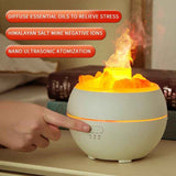 Himalayan Salt Stone Flame Aroma Diffuser, 4 in 1 Essential Oil Humidifier with Warm Night Light, Timer Ultrasonic Cool Mist Diffuser for Home Bedroom