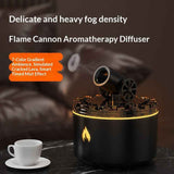 Cannon-Shaped Smoke Ring Aroma Diffuser and Humidifier, 2 Mist Modes, RGB Color-Changing Lava Lamp Essential Oil Diffuser, for Home or Desk – Black and Gold