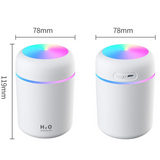 Mini Colorful Cup Humidifier, 300ml Portable USB Cool Mist Humidifier with 7-Color Night Light, for Car, Bedroom, Desk, and Office - White