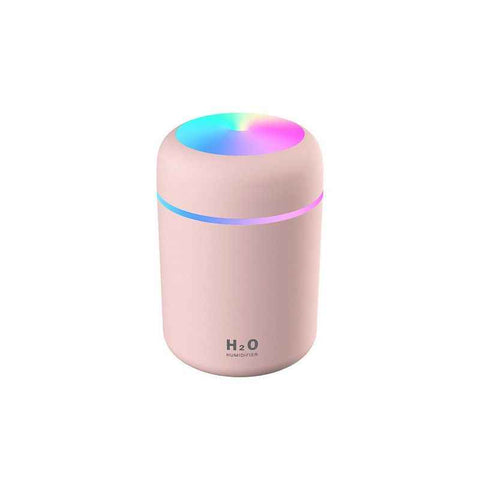 Mini Colorful Cup Humidifier, 300ml Portable USB Cool Mist Humidifier with 7-Color Night Light, for Car, Bedroom, Desk, and Office - Pink