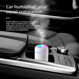 Mini Colorful Cup Humidifier, 300ml Portable USB Cool Mist Humidifier with 7-Color Night Light, for Car, Bedroom, Desk, and Office - Gray