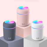 Mini Colorful Cup Humidifier, 300ml Portable USB Cool Mist Humidifier with 7-Color Night Light, for Car, Bedroom, Desk, and Office - Gray
