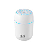 Flower Nozzle Mini USB Humidifier, 250ml Portable Cool Mist Humidifier with RGB Night Light, for Car, Bedroom, or Desk - White