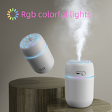 Flower Nozzle Mini USB Humidifier, 250ml Portable Cool Mist Humidifier with RGB Night Light, for Car, Bedroom, or Desk - White