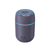 Flower Nozzle Mini USB Humidifier, 250ml Portable Cool Mist Humidifier with RGB Night Light, for Car, Bedroom, or Desk - Gray
