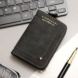 Matte PU Accordion Card Holder Wallet, Zip-Around Coin Purse with Extra Front Card Slot, Multi-Slot Credit Card Case for Men and Women (Black)
