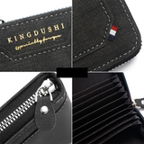 Matte PU Accordion Card Holder Wallet, Zip-Around Coin Purse with Extra Front Card Slot, Multi-Slot Credit Card Case for Men and Women (Dark Brown)