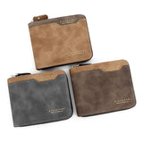 Men's Tri-fold Zip-Around Wallet, PU Leather Purse with Snap Coin Pocket & ID Photo Slot, Multi-Card Slots Business Casual Short Billfold (Dark Brown)