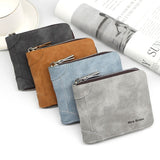 Vintage Matte PU Leather Zip-Around Bifold Wallet for Men, Multi-Card Slot Coin Purse with ID Window, Casual Short Billfold Purse (Gray-Blue)