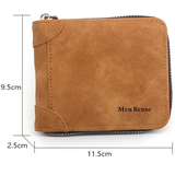 Vintage Matte PU Leather Zip-Around Bifold Wallet for Men, Multi-Card Slot Coin Purse with ID Window, Casual Short Billfold Purse (Dark Gray)