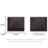 Men's Bifold Embossed PU Wallet, Multi-Card Slots, Dual-Zipper Coin Purse with ID Window, Business Casual Short Billfold (Dark Brown)