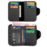 Vintage Patchwork Snap-Closure Vertical Wallet for Men, PU Leather Wallet with 13 Card Slots, Zippered Coin Pocket, and ID Window (Black)