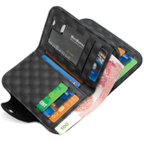 Vintage Patchwork Snap-Closure Vertical Wallet for Men, PU Leather Wallet with 13 Card Slots, Zippered Coin Pocket, and ID Window (Dark Brown)