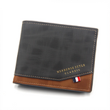 British-Style Two-Tone Bifold Wallet for Men, Matte Printed PU Leather Wallet with Zip Coin Pocket, Multiple Card Slots, and ID Photo Window (Black)