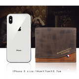 British-Style Two-Tone Bifold Wallet for Men, Matte Printed PU Leather Wallet with Zip Coin Pocket, Multiple Card Slots, and ID Photo Window (Black)