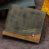 British-Style Two-Tone Bifold Wallet for Men, Matte Printed PU Leather Wallet with Zip Coin Pocket, Multiple Card Slots, and ID Photo Window (Black)