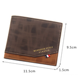 British-Style Two-Tone Bifold Wallet for Men, Matte Printed PU Leather Wallet with Zip Coin Pocket, Multiple Card Slots, and ID Photo Window (Black)