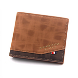 British-Style Two-Tone Bifold Wallet for Men, Matte Printed PU Leather Wallet with Zip Coin Pocket, Multiple Card Slots & ID Photo Window (Brown)