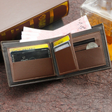 British-Style Two-Tone Bifold Wallet for Men, Matte Printed PU Leather Wallet with Zip Coin Pocket, Multiple Card Slots & ID Photo Window (Brown)