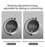 Rotating Digital Kitchen Timer, 999-Minute LED Display Timer with Magnetic Back & Stand, Type-C, for Studying and Exercising—White