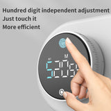 Rotating Digital Kitchen Timer, 999-Minute LED Display Timer with Magnetic Back & Stand, Type-C, for Studying and Exercising—White