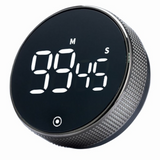 Rotating Magnetic Digital Timer, LCD Display Kitchen Timer with 3 Volume Levels, for Cooking, Studying, and Office Use—Black