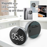 Rotating Magnetic Digital Timer, LCD Display Kitchen Timer with 3 Volume Levels, for Cooking, Studying, and Office Use—Silver