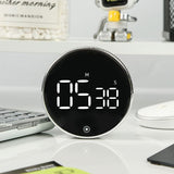 Rotating Magnetic Digital Timer, LCD Display Kitchen Timer with 3 Volume Levels, for Cooking, Studying, and Office Use—Silver