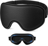 3D Contoured Memory Foam Sleep Eye Mask, Zero-Pressure Breathable Mesh Eye Cover with Adjustable Strap for Travel, Naps, and Nighttime Sleep—Black
