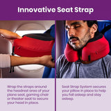 Memory Foam U-Shaped Neck Pillow, Adjustable with Strap & Storage Bag for Travel, Airplane, Car, Office, and Theater Use – Black