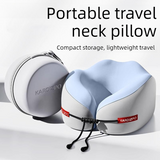 Portable Memory Foam U-Shaped Neck Pillow, Ergonomic 360° Support Adjustable Travel Pillow with Storage Case for Airplane, Car, Office - Pink