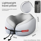 Portable Memory Foam U-Shaped Neck Pillow, Ergonomic 360° Support Adjustable Travel Pillow with Storage Case for Airplane, Car, Office - Gray