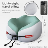 Portable Memory Foam U-Shaped Neck Pillow, Ergonomic 360° Support Adjustable Travel Pillow with Storage Case for Airplane, Car, Office - Green