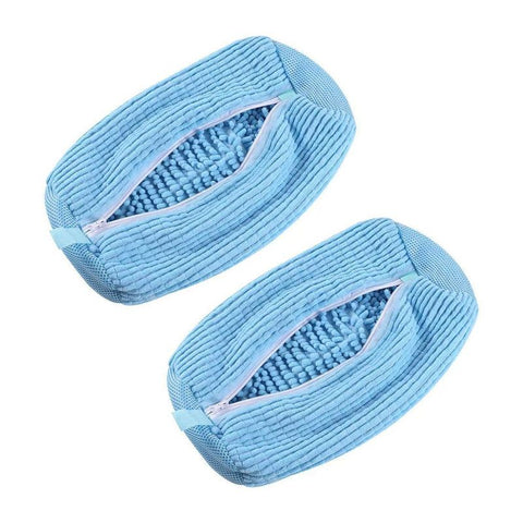 2-Pack Washing Machine Shoe Wash Bags, Thick Chenille Lining Anti-Deformation Laundry Bags with Durable Zippers for Sneakers and Canvas Shoes - Blue