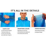 6-Pack - Disposable Thickened PE Rain Poncho, Waterproof Raincoat with Drawstring Hood & Elastic Cuffs, for Hiking, Concerts, and Outdoor Activities - Clear