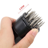 Stainless Steel Meat Tenderizer, 2.5cm Needle Pricker with Safety Guard & Automatic Rebound, for Steak, Pork, Chicken, BBQ & Marinade - White
