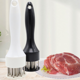 Stainless Steel Meat Tenderizer, 2.5cm Needle Pricker with Safety Guard & Automatic Rebound, for Steak, Pork, Chicken, BBQ & Marinade - Black
