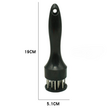Stainless Steel Meat Tenderizer, 2.5cm Needle Pricker with Safety Guard & Automatic Rebound, for Steak, Pork, Chicken, BBQ & Marinade - Black