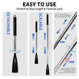 Retractable Stainless Steel Long Handle Shoe Horn, Portable No-Bend Shoe Helper for Elderly Pregnant Kids